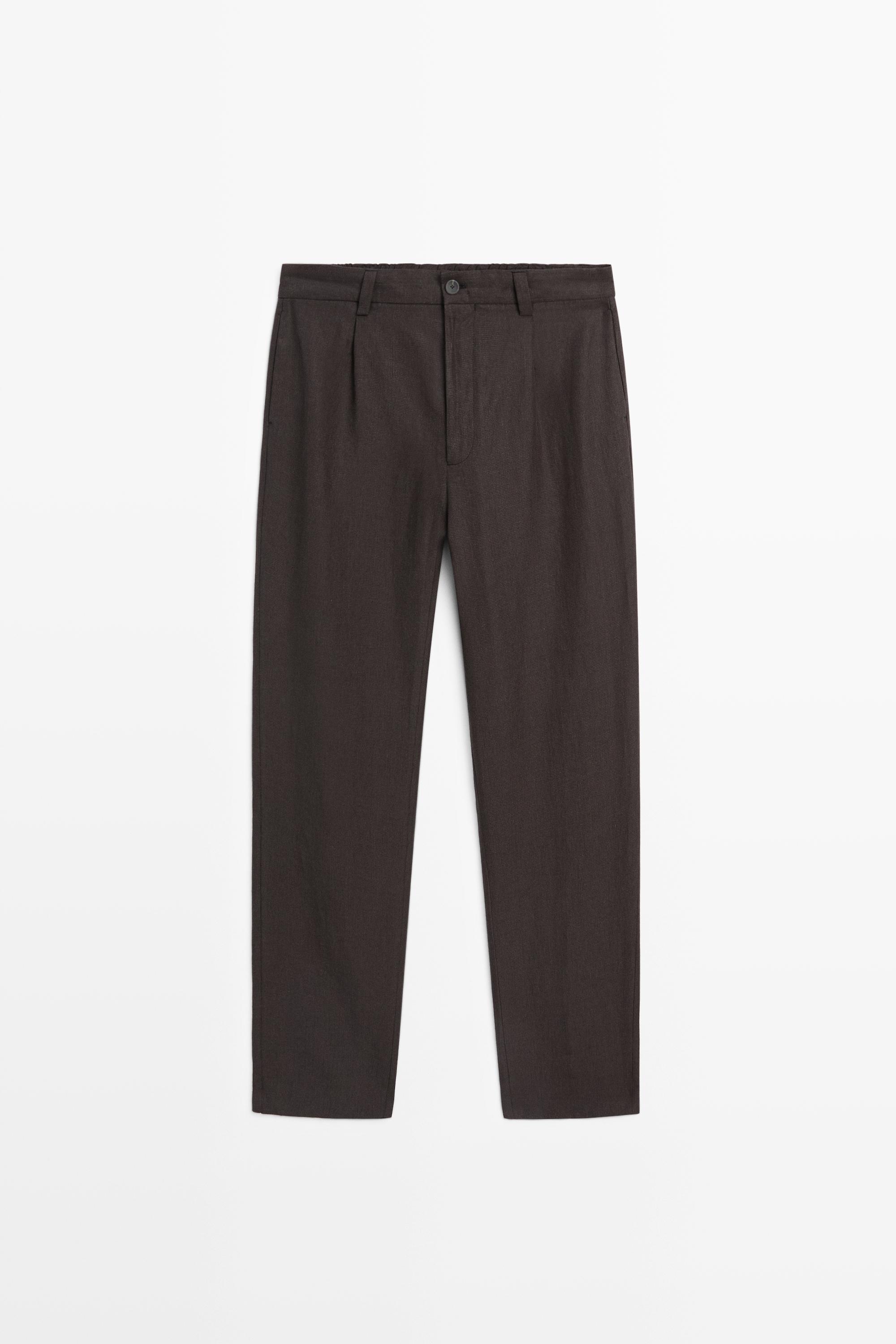 Pantalon pied-de-poule 100 % lin